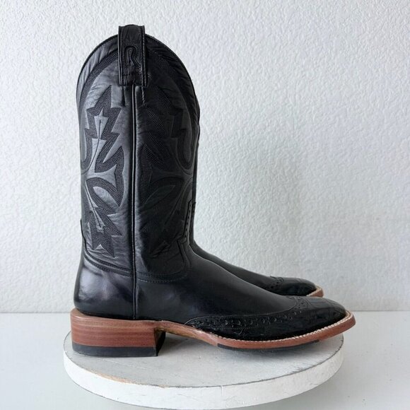 Rod Patrick Mens Cowboy Boots Size 10AAA Black Caiman Western Boots Square Toe - Picture 3 of 12